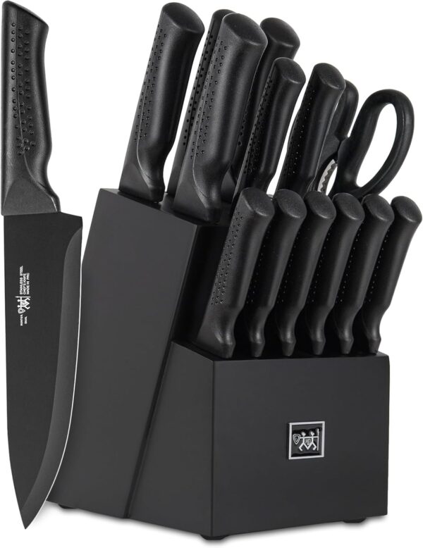 Limited time deal 60%off Kitchen Knife Set with Block Self Sharpening
